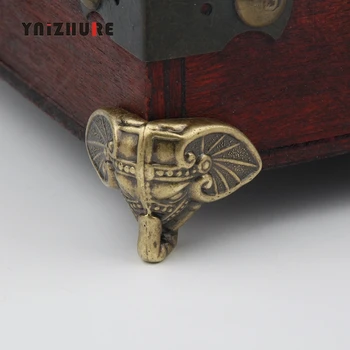 8 ADET 28 * 23mm Antik Fil Vintage Bronz Takı Göğüs Kutusu Ahşap Kutu Dekoratif Koruma Ayak Bacak Plastik malzeme 0