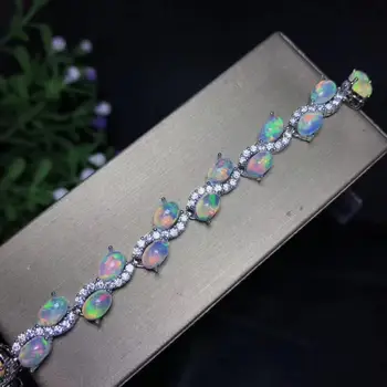 Doğal opal bilezik, her türlü yangın renkleri güzel, 925 saf gümüş mozaik sıcak satış tarzı, bayanlar Yeni Stil