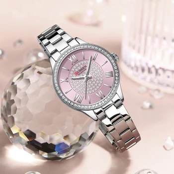 CURREN Marka bayanlar zarif İzle moda lüks paslanmaz çelik basit ış elmas su geçirmez ışık saat Reloj Mujer 2