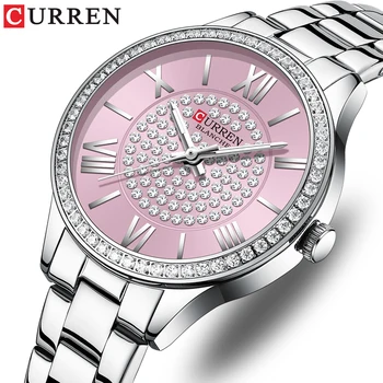 CURREN Marka bayanlar zarif İzle moda lüks paslanmaz çelik basit ış elmas su geçirmez ışık saat Reloj Mujer 5