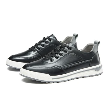 Kangnaı Erkek deri ayakkabı Hakiki Dantel-Up Karışık Renk rahat ayakkabılar Düz Platformu Açık Kaykay Rahat Erkek Sneakers 0