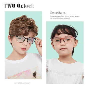 IKİ Oclock Ultra hafif TR90 çocuk gözlük yuvarlak şeffaf gözlük şeffaf göz koruması mavi ışık gözlük miyopi D5108 5