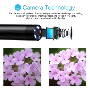 USB Endoskop Muayene Kamera 7mm Android Borescope Muayene 1M 2M 5M Kamera Su Geçirmez 6 Ayarlanabilir LED C Tipi USB PC