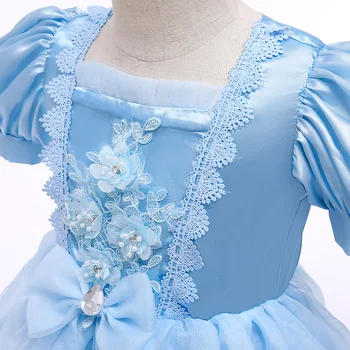 Prenses Cendrillon Elbise Kız Cosplay Cinderela Kostüm Çocuklar Çiçek Fantezi Rop Mavi Balo Çocuk Cadılar Bayramı parti giysileri