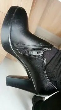 GKTINOO Derin Ağız Sivri Burun deri ayakkabı Kadın Pompaları 2022 Sonbahar Siyah Yüksek Topuklu Ofis Ayakkabı Artı boyutu 33-43 0