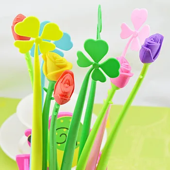 10 Adet Plastik Çiçek Jel Kalem Ofis Okul Malzemeleri Kırtasiye Kawaii Komik Kalemler Öğrenciler Çocuk Parti Yazma Dekorasyon Kalem