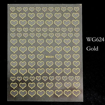 1 Sayfalık 3D Tırnak Sticker Altın Gümüş Siyah Beyaz Aşk Kalp Desen Kendinden yapışkanlı Transfer Kaydırıcılar Tırnak Çıkartmaları DIY Tırnak Sanat