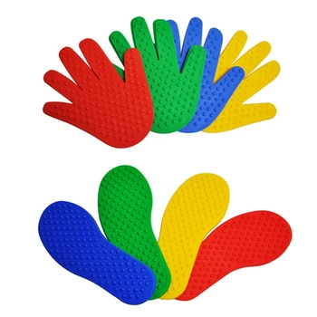 8 Pairs Eller ve Ayaklar Oyunu 4 Renk Oyuncaklar Çocuklar için Atlama oyun matı Spor Musculation Kapalı Açık Oyun Sahne Çocuklar için 2