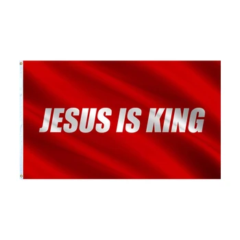 90x150 cm İsa Kral Bayrağı 3x5 Ft Beyaz Kırmızı Hıristiyan Bayrakları