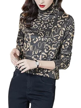 4XL Kadın İlkbahar Sonbahar Bluz Gömlek Bayan Moda Rahat Uzun Kollu sıfır yaka bluzlar Retro Baskı Blusas Tops CT0750