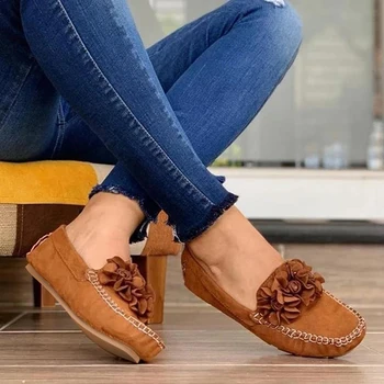 Kadın Ayakkabı 2022 El Yapımı Etnik Kadınlar Flats deri ayakkabı Düz Çiçek Moccasins Yumuşak Alt Loafer'lar Bayanlar üzerinde Kayma Ayakkabı Mokasen 0