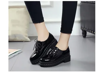 2019Hot Satış Kadın Ayakkabı Deri Oxford Ayakkabı Kadın Flats Ayakkabı Kadın Bale Daireler Zapatos Mujer Büyük Size35-42 0