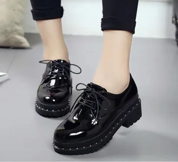 2019Hot Satış Kadın Ayakkabı Deri Oxford Ayakkabı Kadın Flats Ayakkabı Kadın Bale Daireler Zapatos Mujer Büyük Size35-42 3