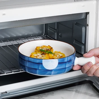 Saplı 6 inç Porselen pişirme tabağı Tatlı Kase Ramekin Fırıncı Yemek Tabağı Makarna Yemekleri Mikrodalga Fırın Güvenli Yemek Takımı