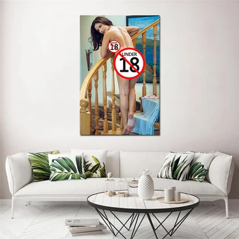 Merdivenlerde çıplak Kız Tuval Boyama Duvar Sanatı Yetişkin Modeli Posteri Oturma Odası Koridor Ev Dekorasyon İçin 0