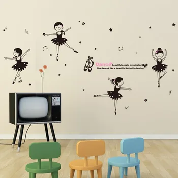 Dıy Karton Dans Bale Kız Çocuk Yatak Odası Dekorasyon Duvar Sticker Müzikal Duvar Çıkartmaları Bebek Dans Duvar Çıkartmaları Duvar Kağıdı Çocuk
