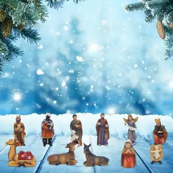 Noel Masa Heykelleri Seti Mesih İsa Doğum Heykelcik Noel Süs Deve Renkli Doğum Sahnesi El Sanatları Çocuklar İçin