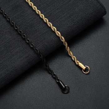 Düşük fiyat 4MM 316L paslanmaz çelik altın siyah renk büküm zincir bilezik moda takı erkekler ve kadınlar için Bağlantı bilezik