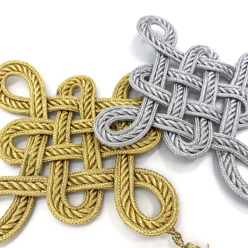5 adet Altın Knot Püskül Dekoratif Çince Düğüm Saçak Giyim İçin Yamalar Üzerinde Dikmek Retro Barok Aplike Kordon Yama 0