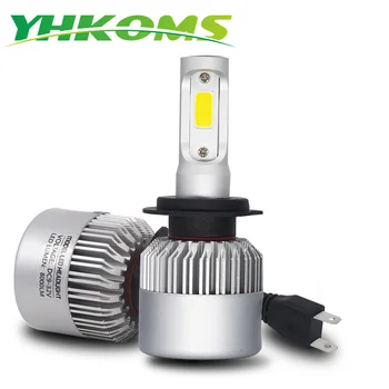 YHKOMS 2 Adet H7 LED H4 H8 H11 9005 9006 HB3 HB4 H1 H3 H9 880 881 H27 9004 9007 H13 Araba kafa lambası ampulleri Otomatik LED Lamba 6500K 12V