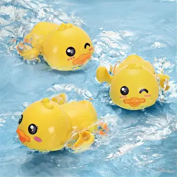 Summer2021 Banyo Banyo Duş Bebek Clockwork Yüzme Çocuk Oyun Su Sevimli Küçük Sarı Ördek Banyo Küvet çocuk için oyuncak 4