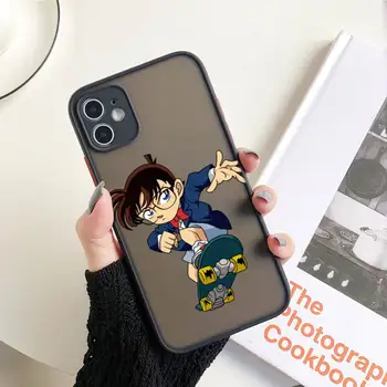 Conan Edogawa Anime Telefon Kılıfı Renkli Tampon Şeffaf iPhone 13 12 11 Pro Max XR X XS Mini 7 8 Artı Sert Darbeye Dayanıklı Durumda