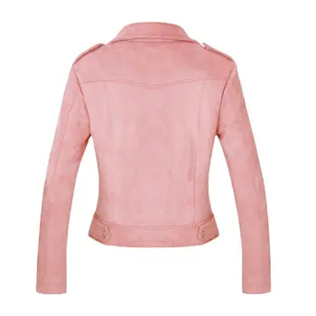 2021 Yeni Sonbahar Kış Kadın Vintage Sahte Yumuşak Süet deri ceketler Bayan Zarif Yüksek Kaliteli Slim Fit Mat Mont Streetwear