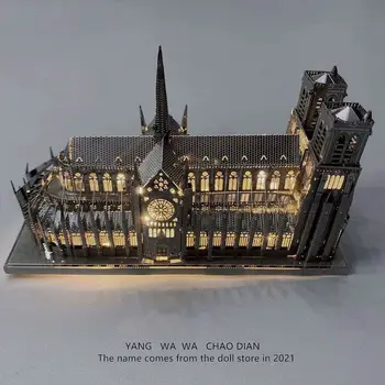 Cathédrale Notre Dame de Paris 3D DIY el yapımı metal üç boyutlu montaj