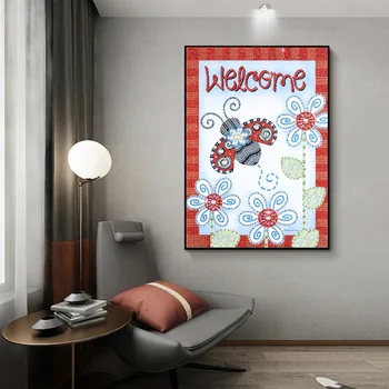 Özel Şekilli Elmas Boyama Çiçek Karşılama 5D DIY Elmas Nakış Satış Mozaik Çapraz Dikiş El Sanatları Ev Dekorasyon 4