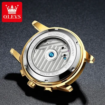 OLEVS Üst Marka Erkek Saatler Otomatik Mekanik İzle 30 M Su Geçirmez Paslanmaz Çelik İskelet Tasarım Saatler Reloj de hombre