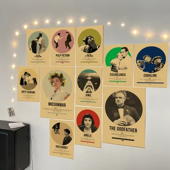 Klasik Filmler Vintage Poster Kraft Kağıt Baskılar Ev Odası Bar Cafe Dekor Filmi Pulp Kurgu Leon Mercan Çene Sanat duvar tablosu
