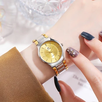 Moda Tam Paslanmaz Çelik rahat elbise Saatler Kadınlar Bayanlar quartz saat Reloj Mujer Moda Altın Kol Saati Reloj 0