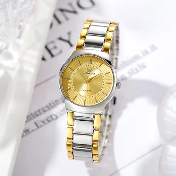 Moda Tam Paslanmaz Çelik rahat elbise Saatler Kadınlar Bayanlar quartz saat Reloj Mujer Moda Altın Kol Saati Reloj 3