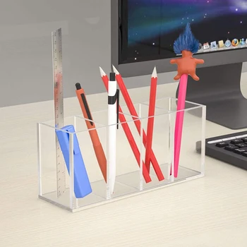Akrilik Şeffaf masa düzenleyici Çok Fonksiyonlu kalemlik makyaj fırçası Depolama Ofis Organizasyonu Masaüstü 1