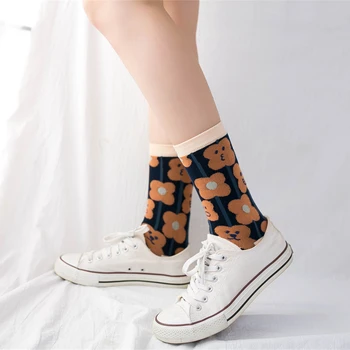 INS Yeni Mori Kız Tiki Tarzı Sevimli Fas Kafes Floret Şerit Lingge Noktalar İfade Damalı Komik Yumuşak Tüp Çorap