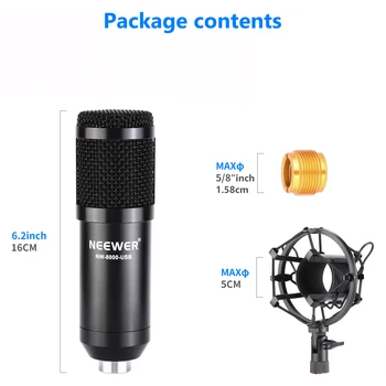 Neewer NW-8000 usb'li mikrofon Supercardioid Kondenser Mikrofon Şok Dağı ile Şarkı için, Vlog, Podcast, Canlı Akış, Tak ve Çalıştır