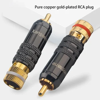 4 Adet Bakır RCA fiş Altın Kaplama Kendinden kilitleme HiFi Ses Kablosu Adaptörü Konnektör Aksesuarları 5