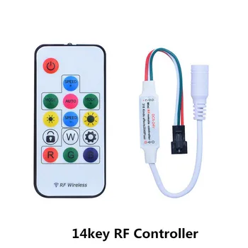 RF 14/17/21 Tuşları USB / DC LED piksel şerit ışık kontrolörü İçin WS2811 WS2812B SK6812 1903 Uzaktan Kumanda ile DC5-24V