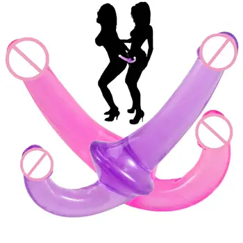 Çift Kafaları Jöle Yapay Penis Strapon Lezbiyen Vajinal Anal G-spot Teşvik Erkek Butt Plug Seks Oyuncak Kadın için Seks Shop 4