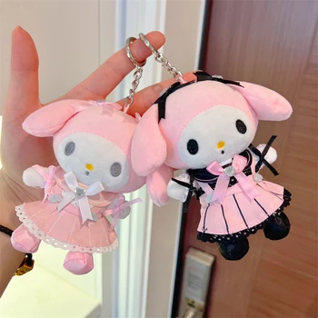 Sanrioed Kawaii Hello Kitty Kuromi Peluş oyuncak bebekler Kolye Sevimli Peluş çanta anahtarlığı Kolye Noel Gifts12CM