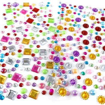 Çocuklar Kendinden Yapışkanlı Akrilik Kristal 3D Mücevher Elmas Çıkartmalar Telefon Dekor için Kağıt Karalama Defteri DIY Aksesuarları