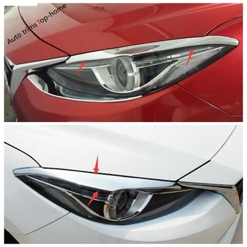 2 Adet ABS Krom Ön kafa lambaları Lamba Gözkapağı Kaş Şerit Kapak Trim İçin Mazda 3 2016 Aksesuarları Dış Kiti