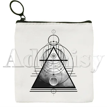 Pentagram Pentagramı Wicca Büyücülük Goth Sevimli Düz Renk Tuval bozuk para cüzdanı Küçük Taze Yeni Fermuar anahtar çantası El hediye çantası