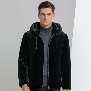 YN-218 Sonbahar Ve Kış Yeni erkek Giyim Fıçı Polar Rahat Moda Kapüşonlu Kürk Kalınlaşmış Sıcak Ceket