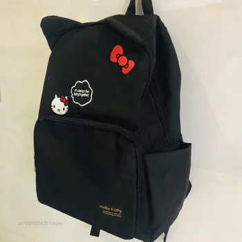 Sanrio Hello Kitty Siyah Işlemeli Sırt Çantaları Y2k Öğrenci Schoolbag Moda omuz çantaları Kadın Laptop Çantası Yeni Rahat Sırt Çantası 2