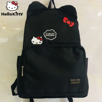 Sanrio Hello Kitty Siyah Işlemeli Sırt Çantaları Y2k Öğrenci Schoolbag Moda omuz çantaları Kadın Laptop Çantası Yeni Rahat Sırt Çantası 3