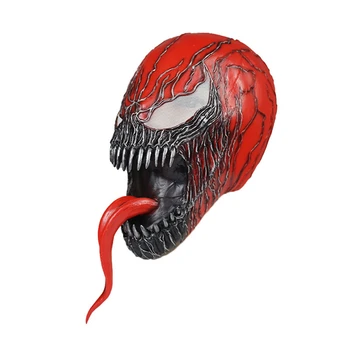 Cadılar bayramı Venom Cosplay Kırmızı Carnage Gerçekçi Lateks Maske Korku Parti Kostüm Sahne Aksesuarları