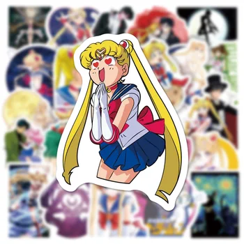 50 adet Sailor Moon Sticker Su Geçirmez Bavul Gitar Kaykay Sticker Sevimli Anime Çıkartmalar Dizüstü Cilt Kawaii Ambalaj