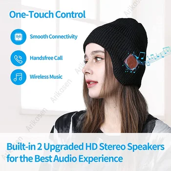 Bluetooth Bere şapka Kulaklık ile Kablosuz örme kışlık şapka Dahili Mikrofon ve Stereo Hoparlörler Benzersiz Teknoloji Hediyeler Stok 0