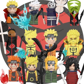 Naruto Yapı Taşları Sasuke Kakashi Akatsuki tuğla Anime Mini Aksiyon Figürleri Kafaları Montaj Oyuncaklar çocuklar Doğum Günü Hediyeleri WM6105 0